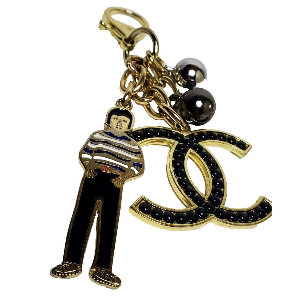 ​Sailor Figurine Bag Charm Gold Tone Double C Style Logo Keychain Craft Jewelry